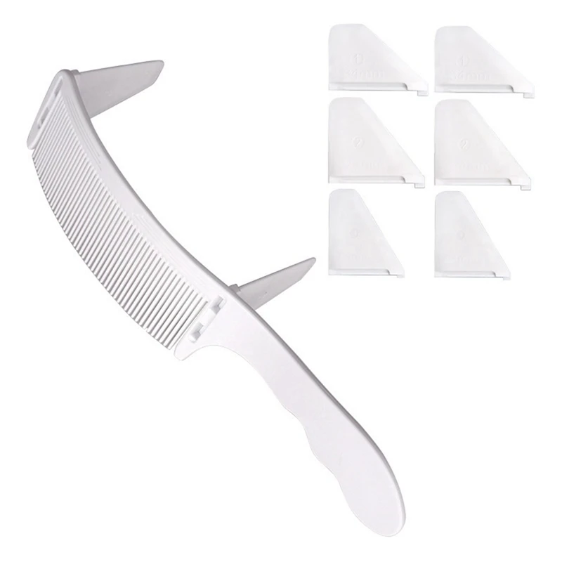 

1 Set Barber Hair Cutting Comb Salon Hairdressing Clipper Curved Comb Fit For Men Hair Styling Tool White