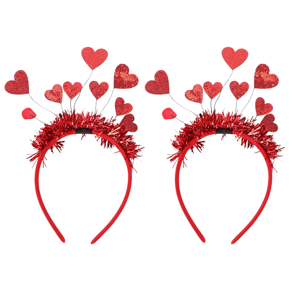 

2Pcs Valentines Day Heart Hair Hoops Party Headpiece Wedding Sequin Hairbands