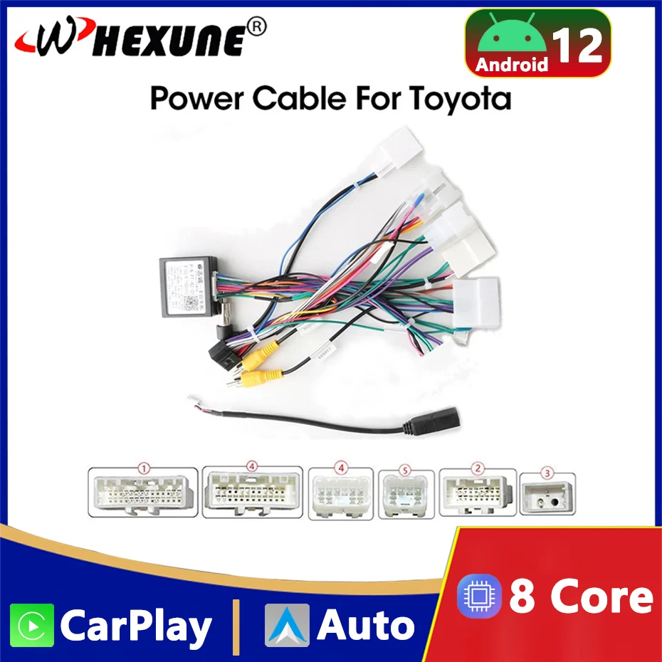 

WHEXUNE For Toyota Corolla/Camry/RAV4 With Canbus Car 16-pin Android Wire Harness Power Cable Adapter