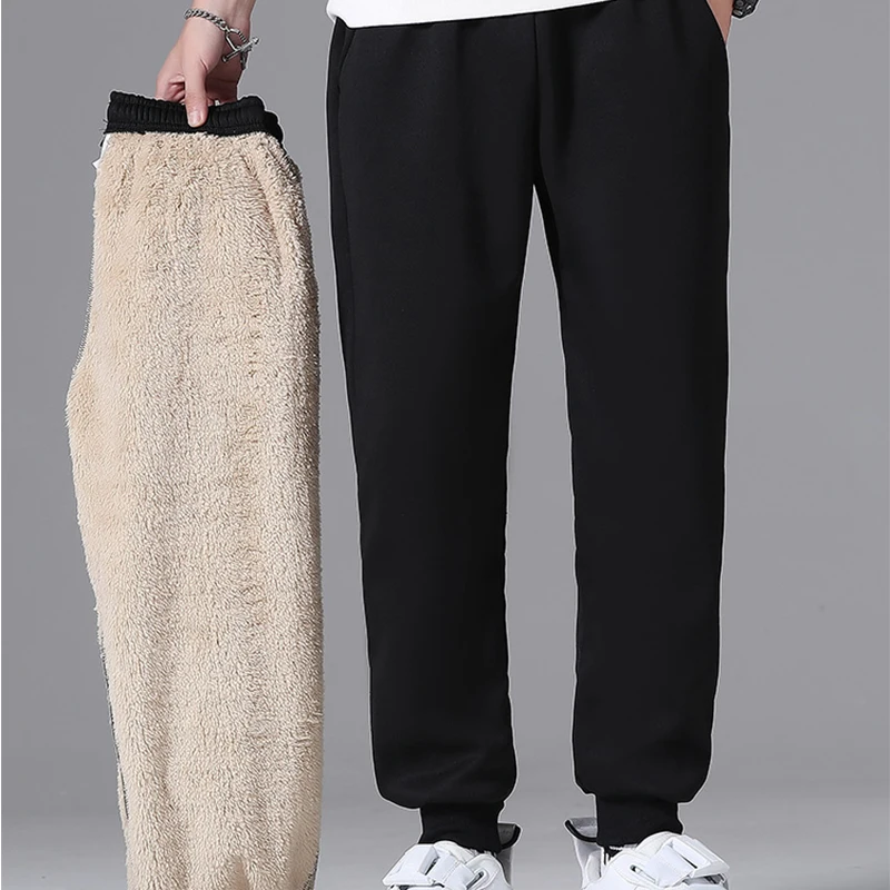 Winter Lambswool Warm Thickening Sports Pants Men's Casual Sports Trousers Men's Cotton Pants Plus Velvet Plus Size Trousers 8Xl