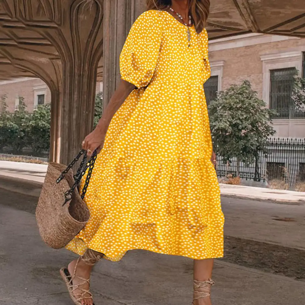 

Женское платье с круглым вырезом, элегантное черное или розовое платье средней длины с рукавами-фонариками, поясом и карманами, лето 2022