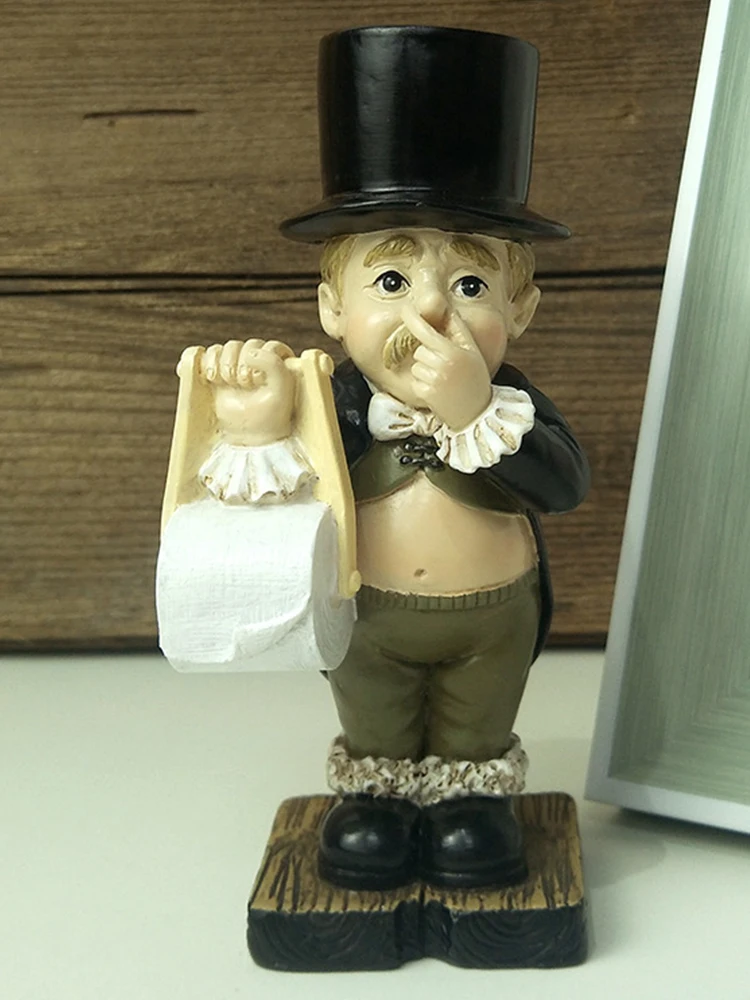 

European and American Gentleman Toilet Paper Holder Bathroom Accessories Handicraft Ornaments Bathroom Tissue Paper Holder