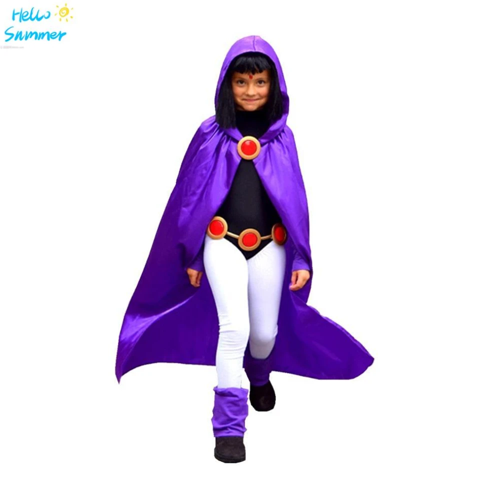

Deluxe Teen Titan Raven Costume for Cosplay & Halloween 4pcs/1set Halloween costume Kids&Adult szie
