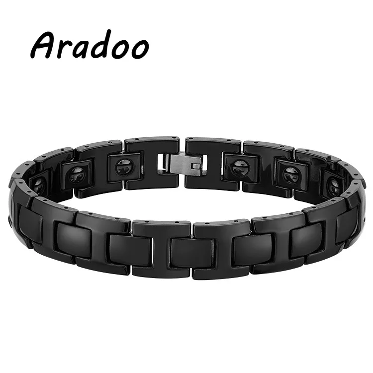

Black Ceramic Square Energy Bracelet Germanium Antioxidant Anti-radiation Anti-fatigue Health Bracelet Couple Bracelets