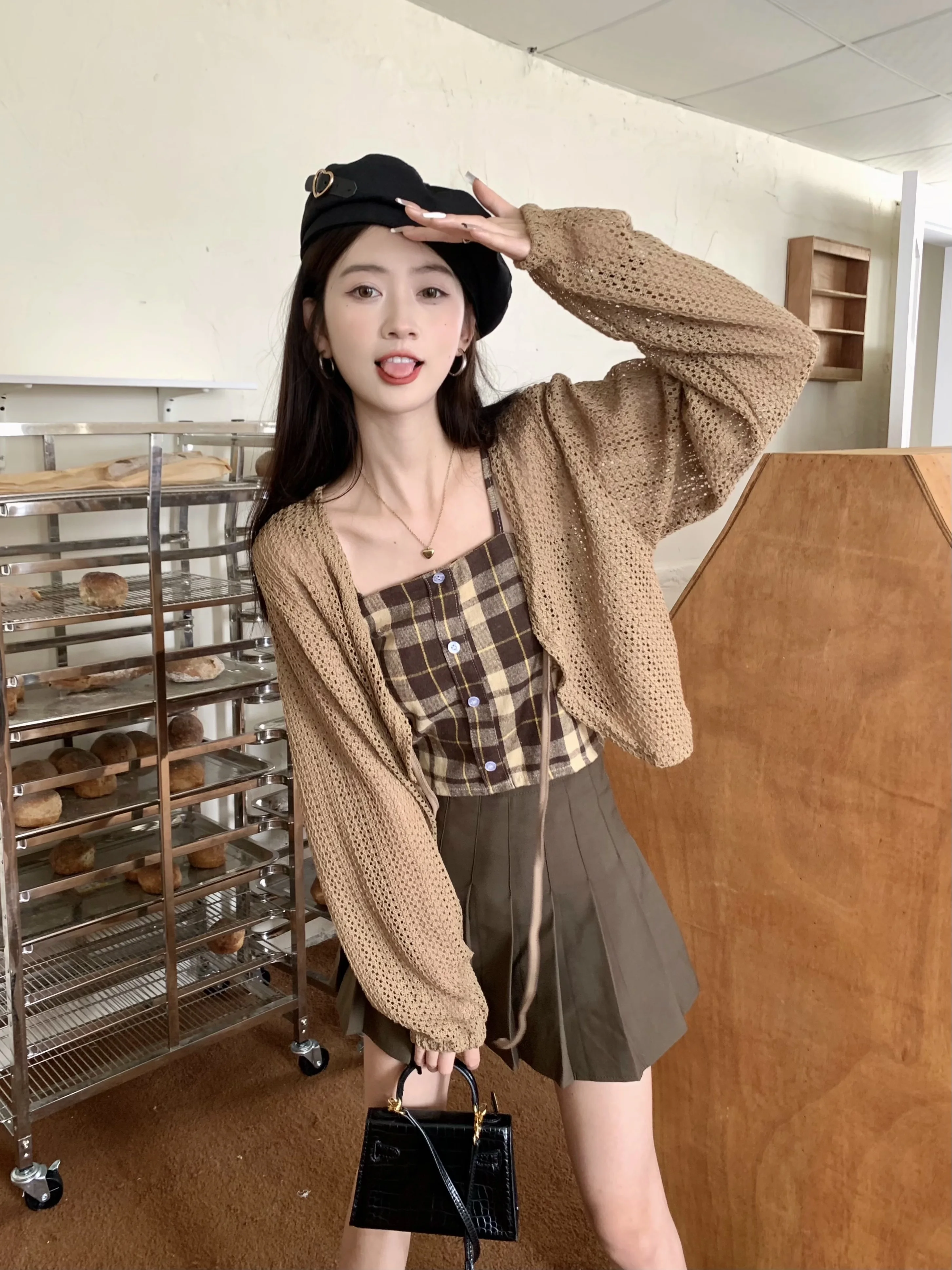 Кардиган женский вязаный на шнуровке шикарный ажурный жакет в Корейском стиле