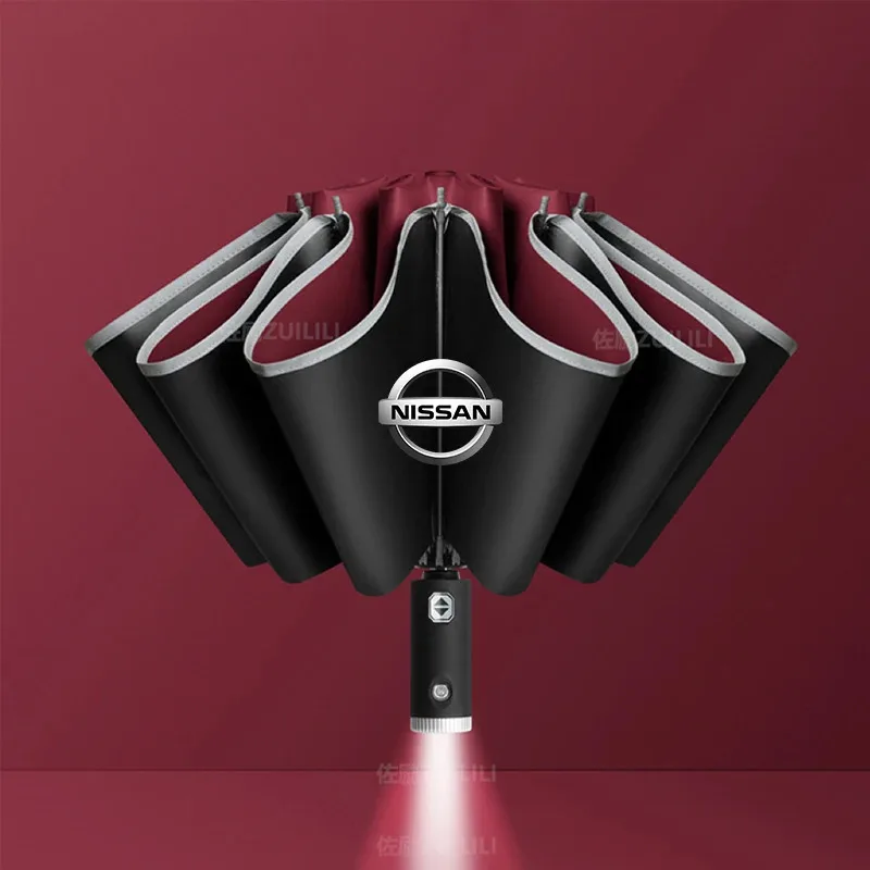 

Nissan Qashqai Juke X-Trail Patrol Note Leaf Altima Maxima Murano Автомобильный светодиодный светильник Автоматический складной ветрозащитный зонт от солнца