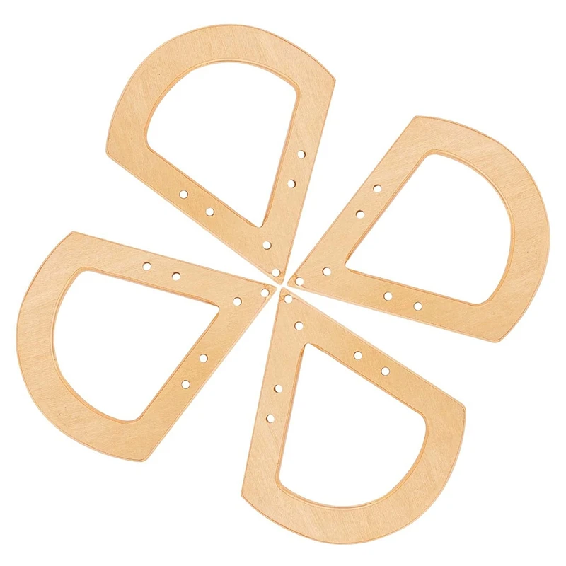 

4 Pcs Fan-Shaped Bag Handle Wooden Bags Handle Decorative Handles Replacement For Handmade Beach Bag Handbags Straw Bag