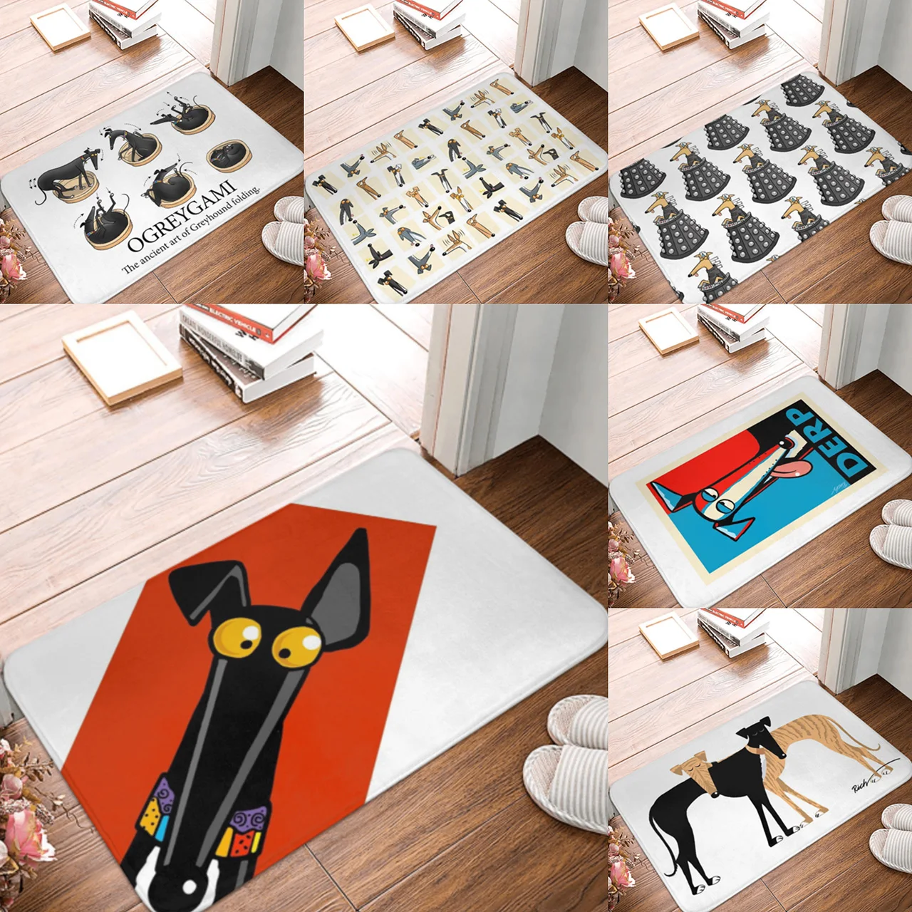 

Большой красный коврик Greyhound с ушками, коврик для ног, нескользящий коврик из полиэстера с песочным соскабливанием, вход в кухню, спальню, ба...