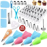 72pcs decorating tip sets cake making tool set with stainless steel mounting nozzle cream transfer baking pastry decorating tool
