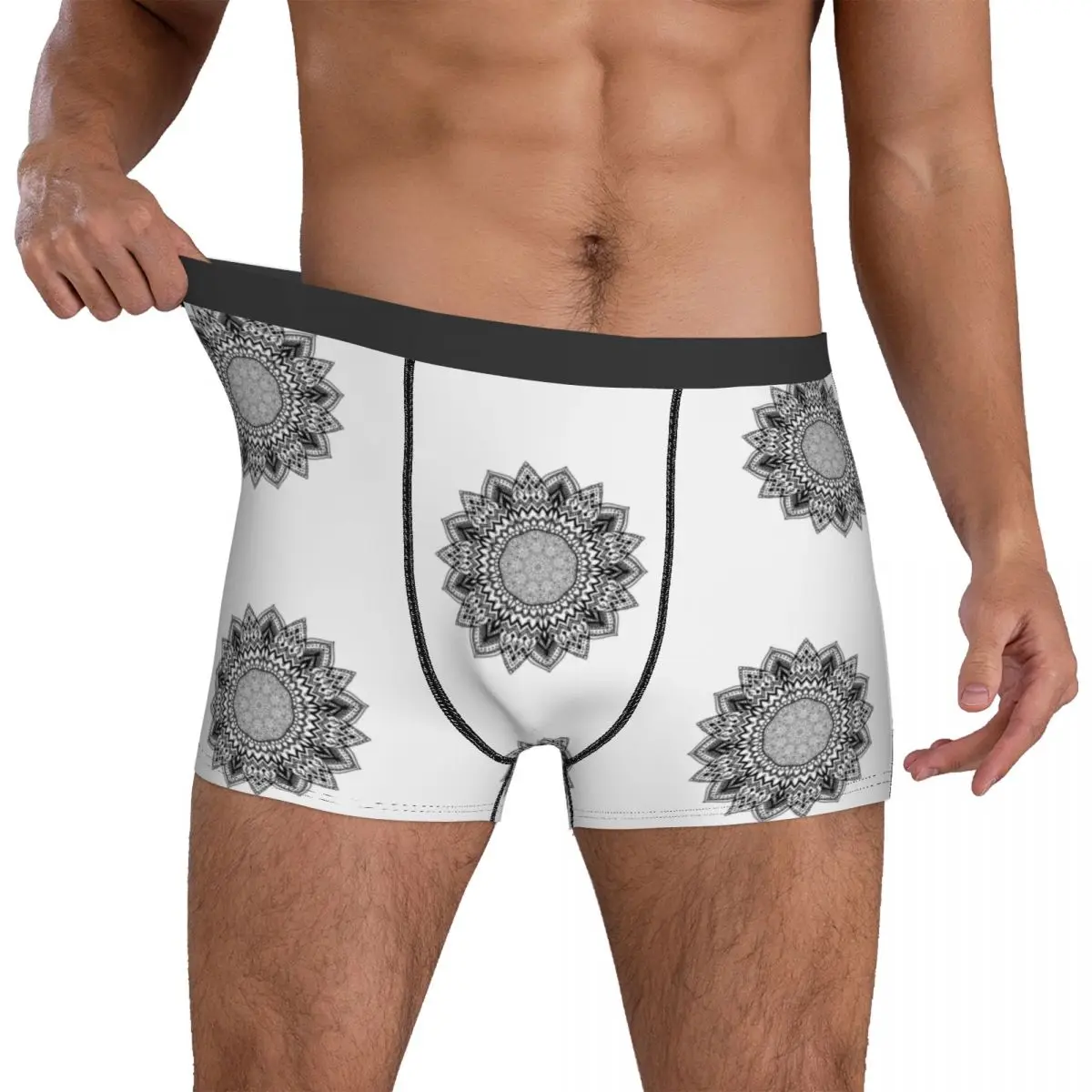 

Sunflower Mandala Pizza Underwear Foods for fast paced life Plain Underpants Custom Boxer Brief 3D Pouch Men Plus Size Trunk