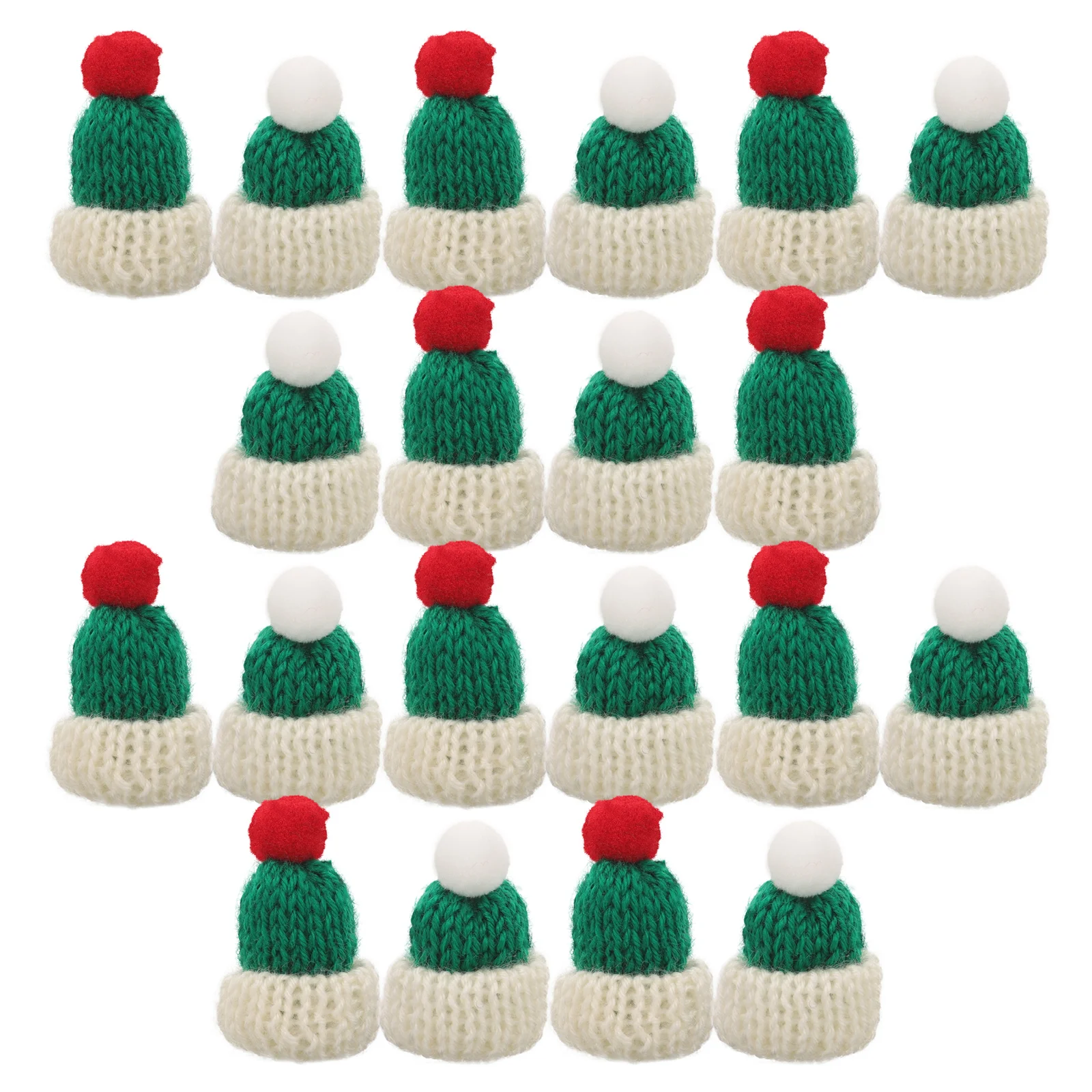 

20 Pcs Woolen Beanie Christmas Tree Ornaments Mini Hat White Ball Craft Hats Yarn DIY Supplies