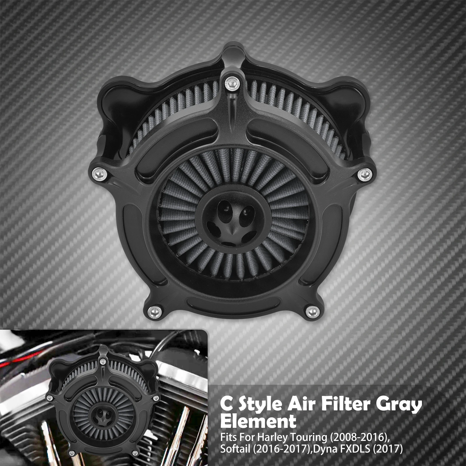 

Воздушный фильтр для мотоцикла, серый элемент, впускной фильтр CNC для Harley Touring FLHT FLHX Sportster XL Dyna Softail FLHC