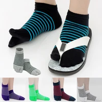 japanese combed cotton split toe socks men ankle boat five finger socks breathable colorful striped young casual no show socks