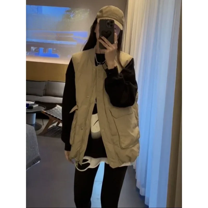 Модное свободное пуховое пальто из хлопка женский жилет на сезон осень/зима