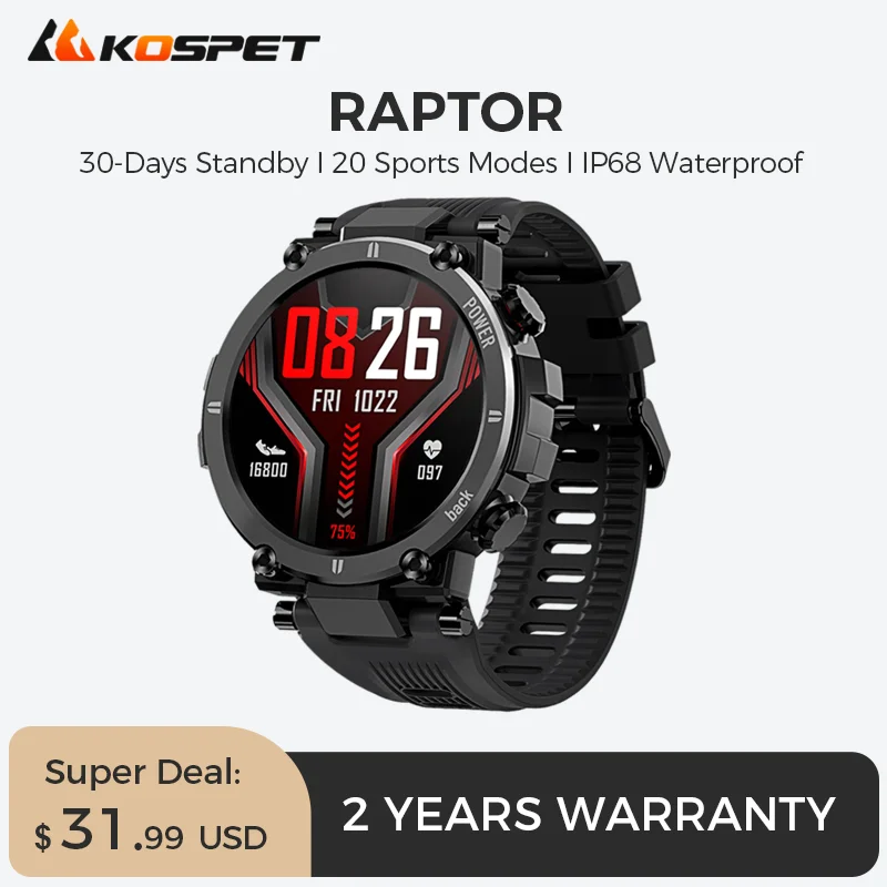 Cheap KOSPET Raptor reloj inteligente IP68 para hombre, pulsera deportiva con Bluetooth, para Android e IOS, 2022