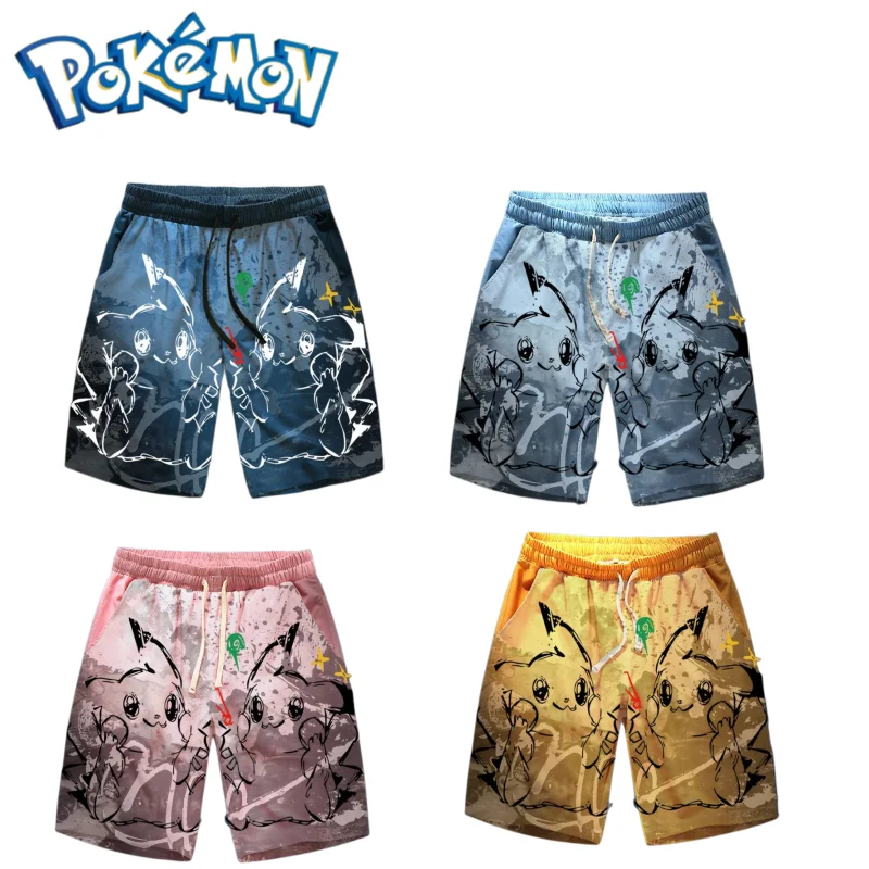 

Pokemon series Pikachu anime cartoon large size shorts male teenager summer loose trendy casual five-point pants beach pants