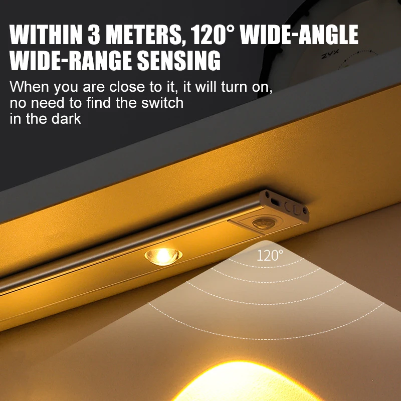 

Светодиодный ночник с датчиком движения, беспроводной Ультратонкий Перезаряжаемый USB светильник для кухни, дома, гардероба, светильник тно...