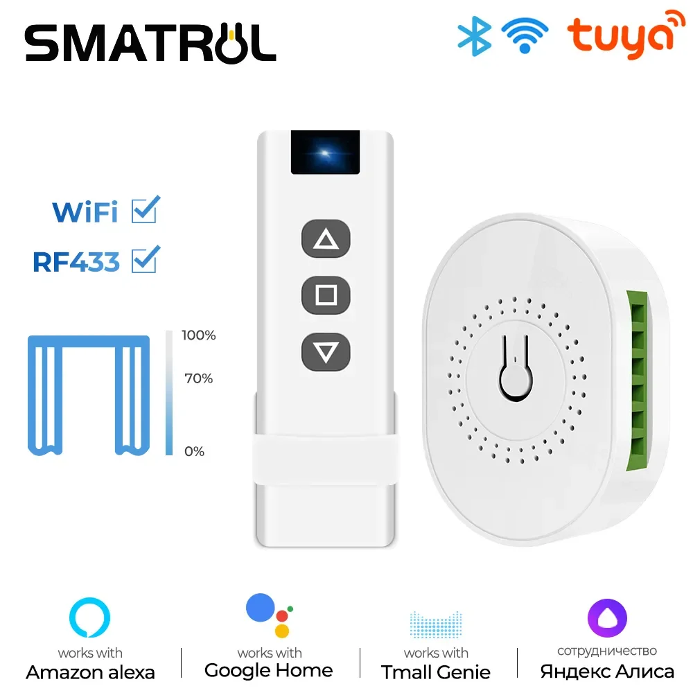 

2023NEW Tuya - Mini rideau de занавес Электрический, Smart Life, Wi-Fi, RF433, компонент роликовый, пульт дистанционного управления, Goog