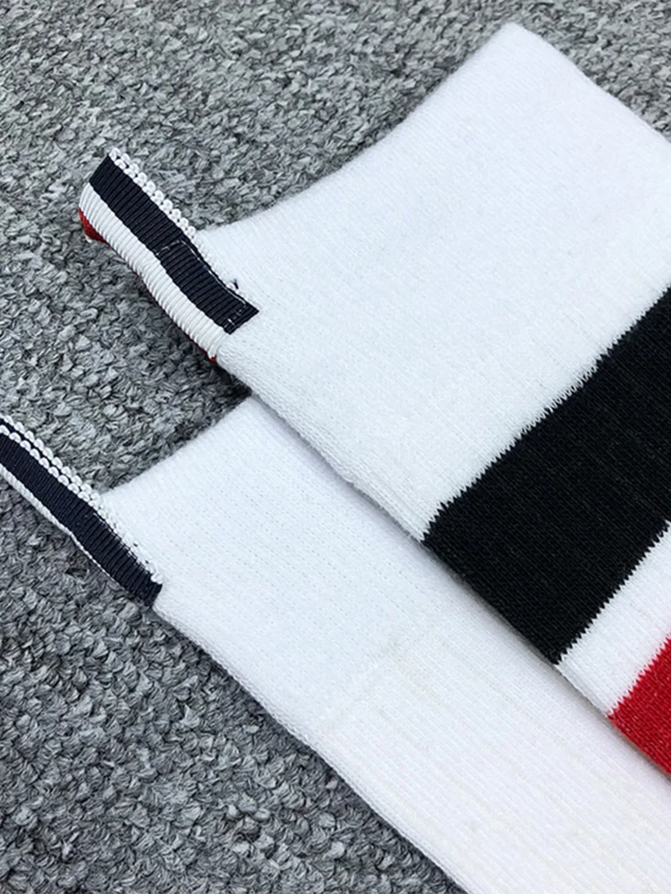 3 pairs of TB mid-tube socks pure cotton four-bar mid-length tube socks men's and women's socks boxed tide brand