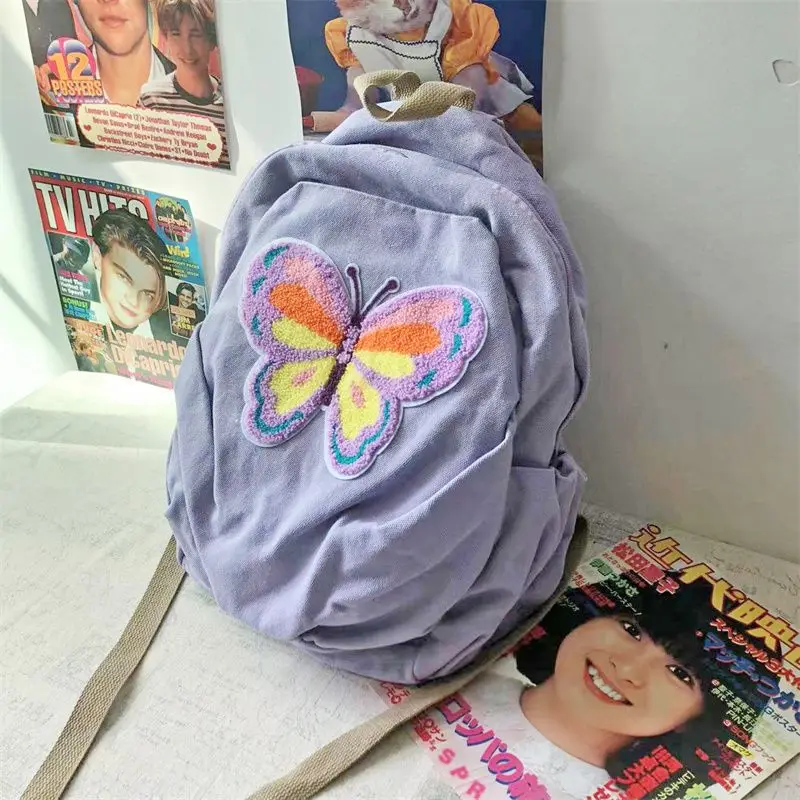 

Japanese Butterfly Splicing Aesthetic Fashion Casual Sweet Backpacks All Match Kawaii Cute Preppy Students Schoolbag Y2k Mochila