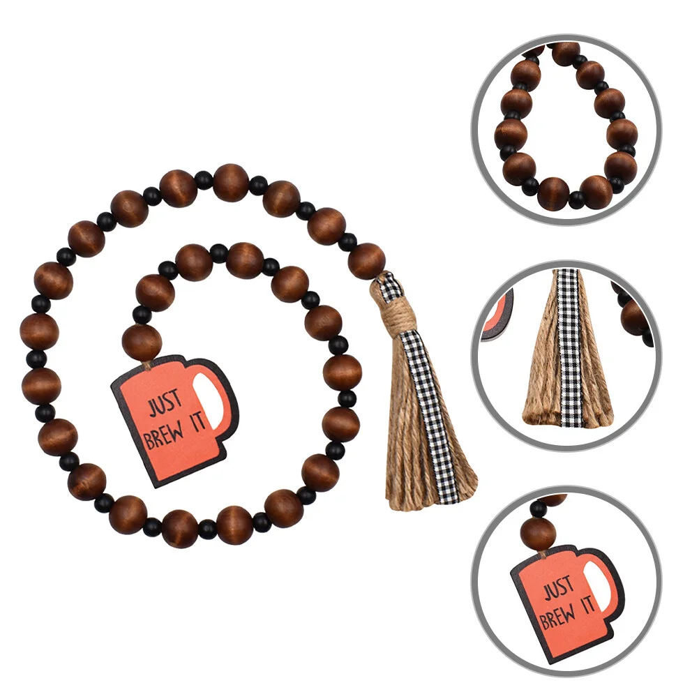 

Bead Home Hanging Decor Wooden Beads Garland Rustic Ornament Light House Decorations Wall Beaded Coffee Cup Bar