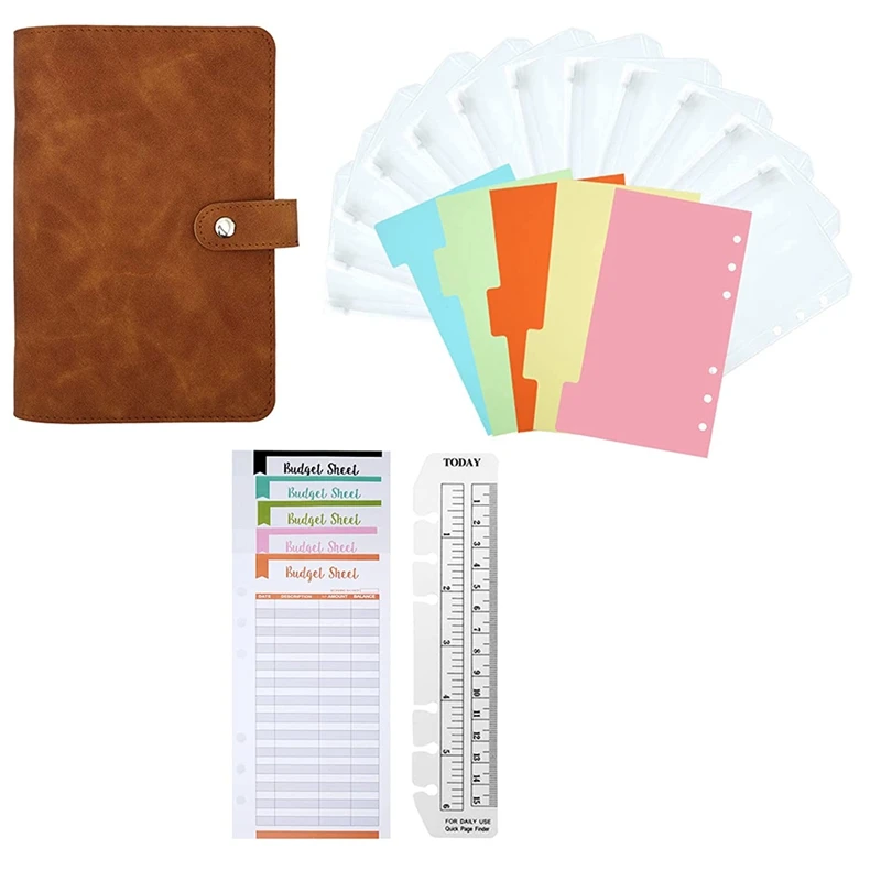

28 Pieces A6 Ring Binder Notebook, Budget Planner, 6 Holes Budget Binder With Binder Pockets, Budget Sheets