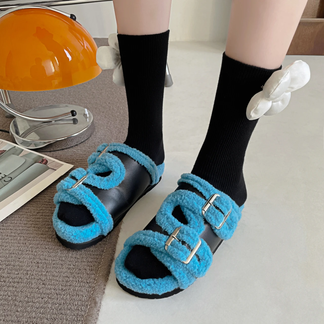 

Shoes Woman 2022 Female Slippers Winter Footwear Med Luxury Slides Platform New Flat Designer Rubber PU Shoes Woman's Slippers