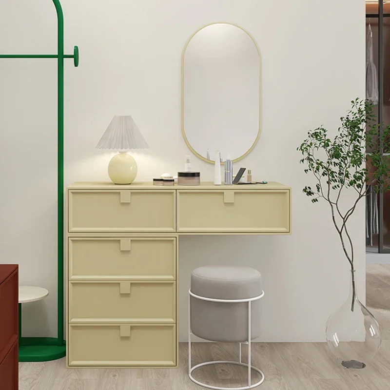 Минимальный туалетный столик для макияжа маленький серый дорогой высокий ящики