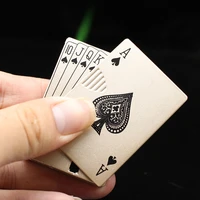 metal jet playing cards torch lighter turbo butane gas lighter creative windproof portable outdoor lighter funny toys for men