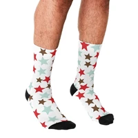 mens funny socks christmas stars pattern socks harajuku men happy hip hop novelty cute boys crew casual crazy socks for men