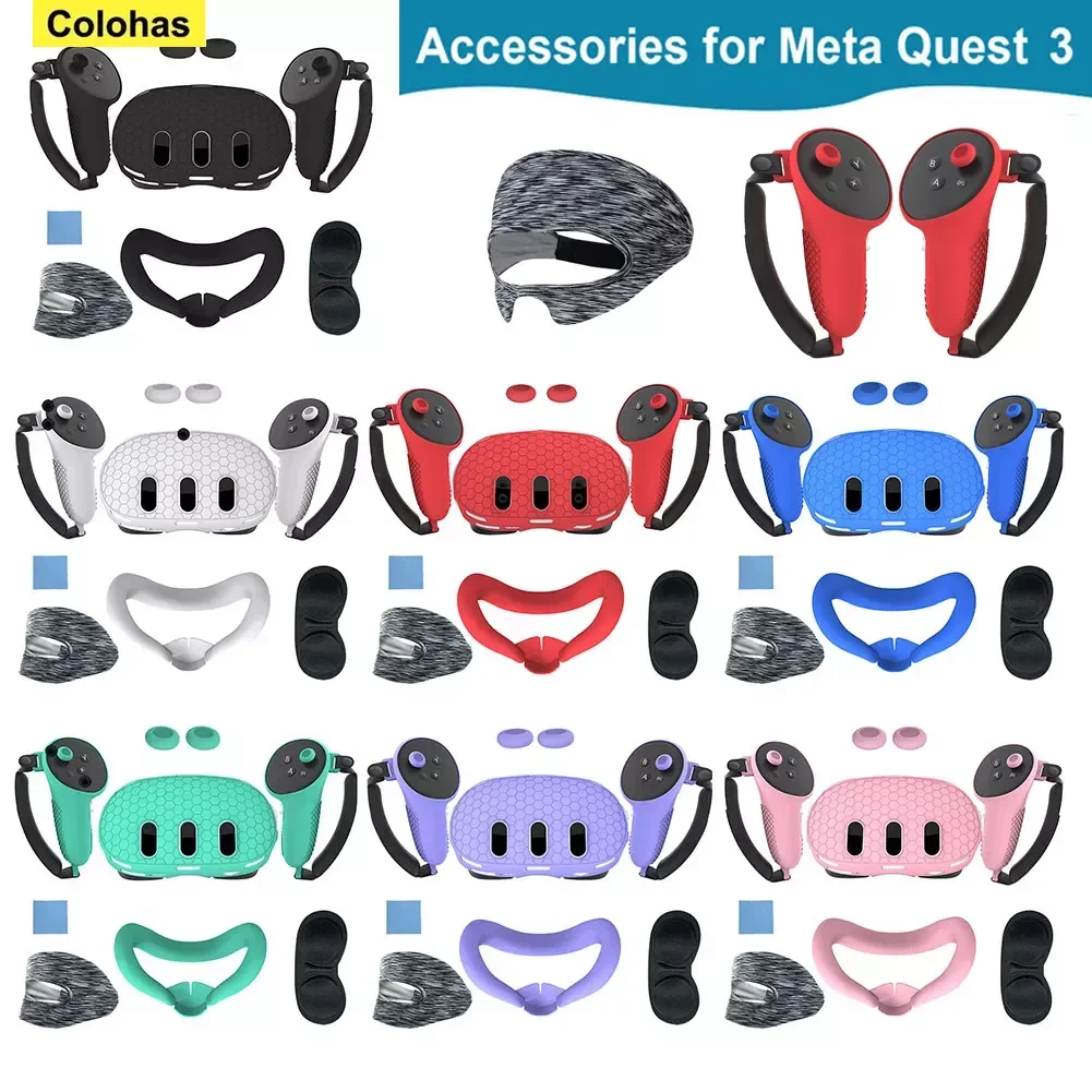 

7pcs Accessories Set Protective Cover Controller Grips Face Cover Face Cover Lens Cover Anti-ScratchWashable for Meta Quest 3