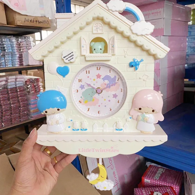 30 см Sanrios Kawaii My Melody Cinnamoroll Kitty Littletwinstars милые Мультяшные качели настенные часы