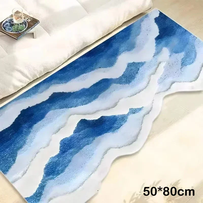 

Романтический ковер для ванной комнаты, волнистый ковер, искусственный волнистый моющийся ковер из микрофибры 3D с нескользящей подложкой, коврики для ванной
