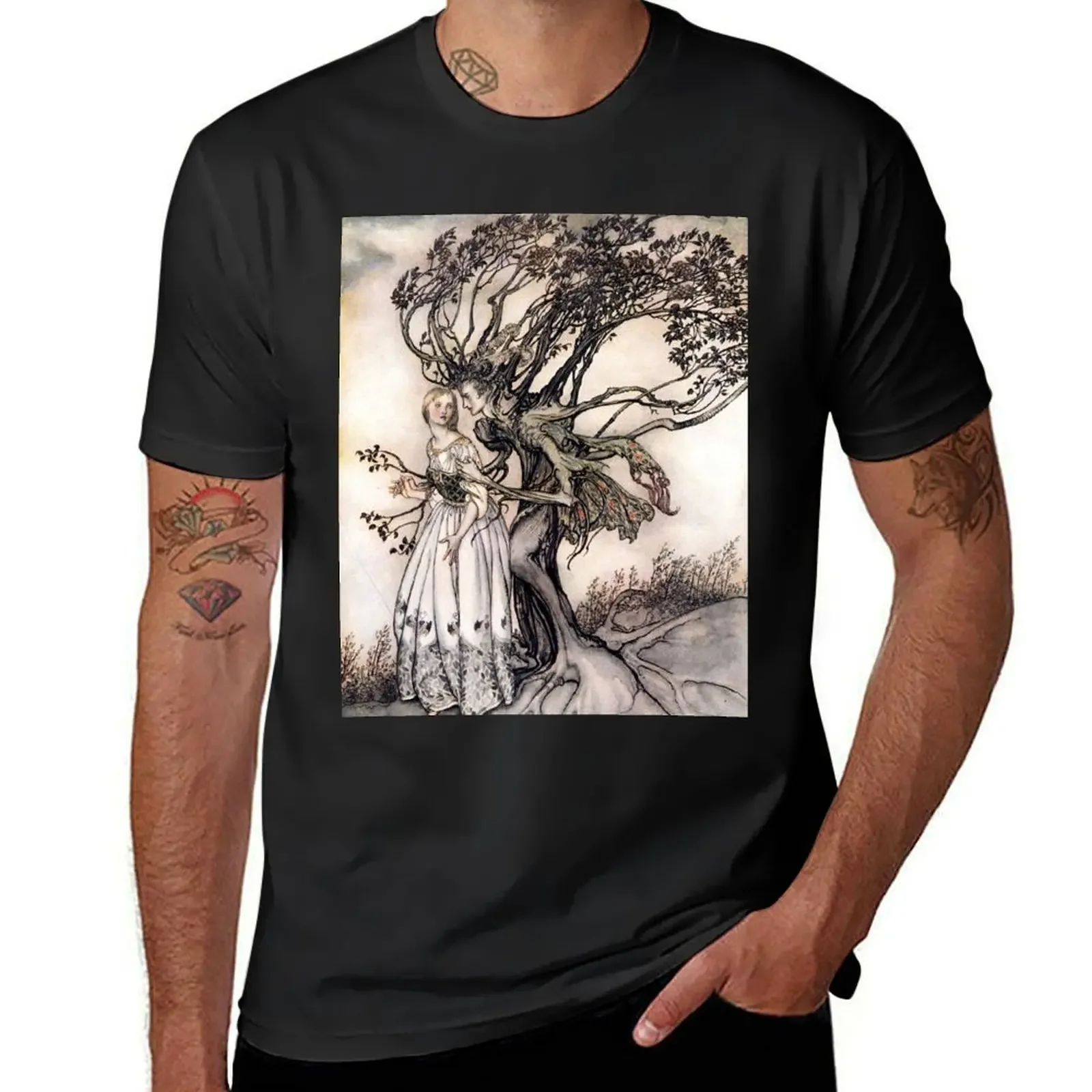 Футболка для пожилых женщин в лесу-Братья Гримм-Артур ракетхэм дизайнерские