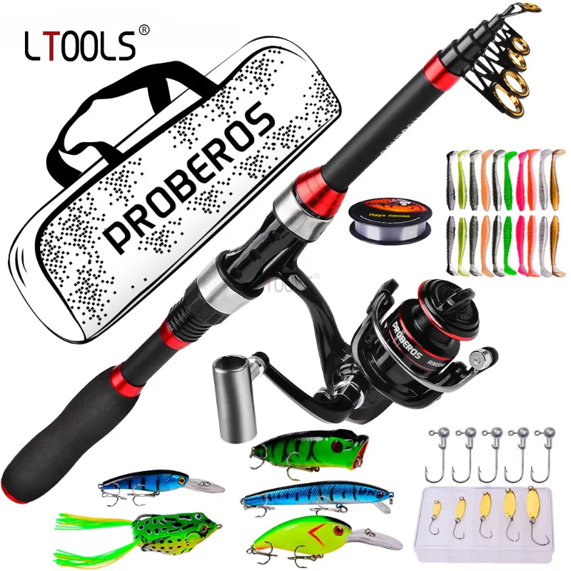 

Fishing Rod Full Kits With 1.8m Telescopic Sea Rod And Spinning Reel Baits Lure Set Travel Fishing Gear Accessories Bag Beginner