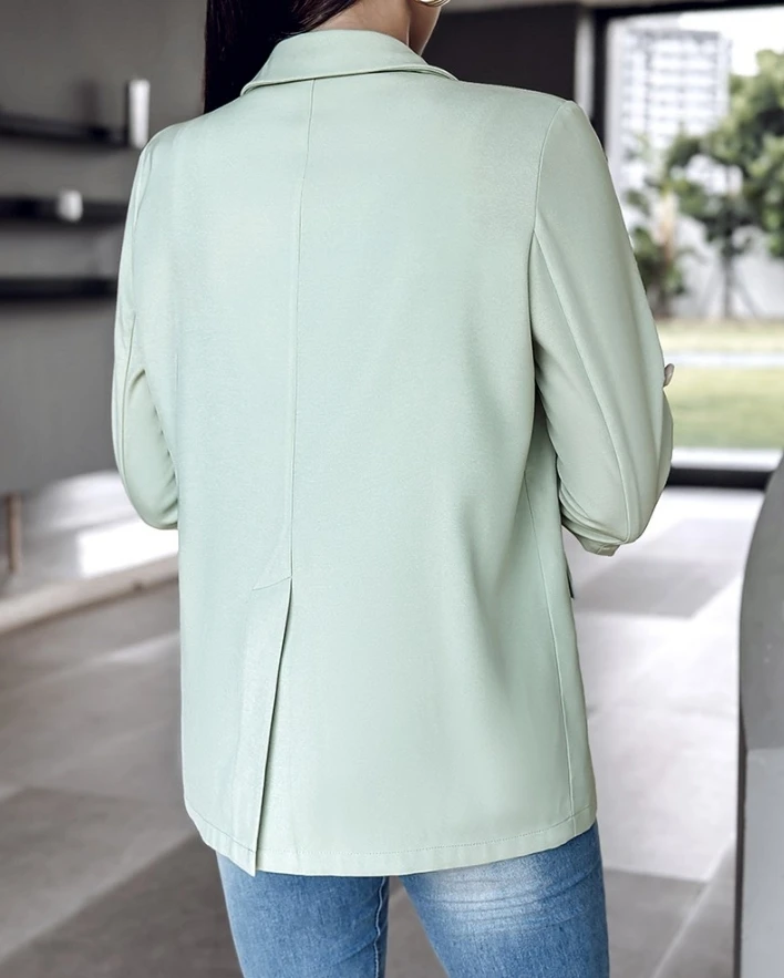 Женский блейзер на пуговицах повседневный элегантный жакет с закатанными