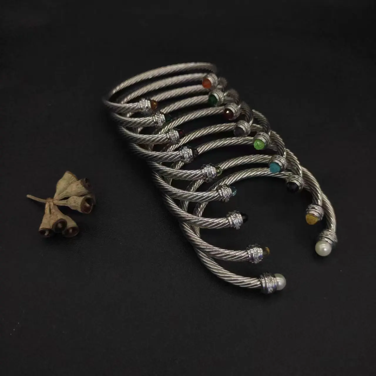 David Yurman 5MM Cable Classics Bracelet in Sterling Silver With Amethyst and Pave Diamonds at Ahee Jewelers