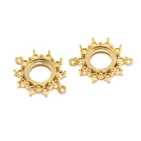 2pcs sun earring charmsgold color plated brass 22x17mm can be inlaid drop pendantjewelry necklace making