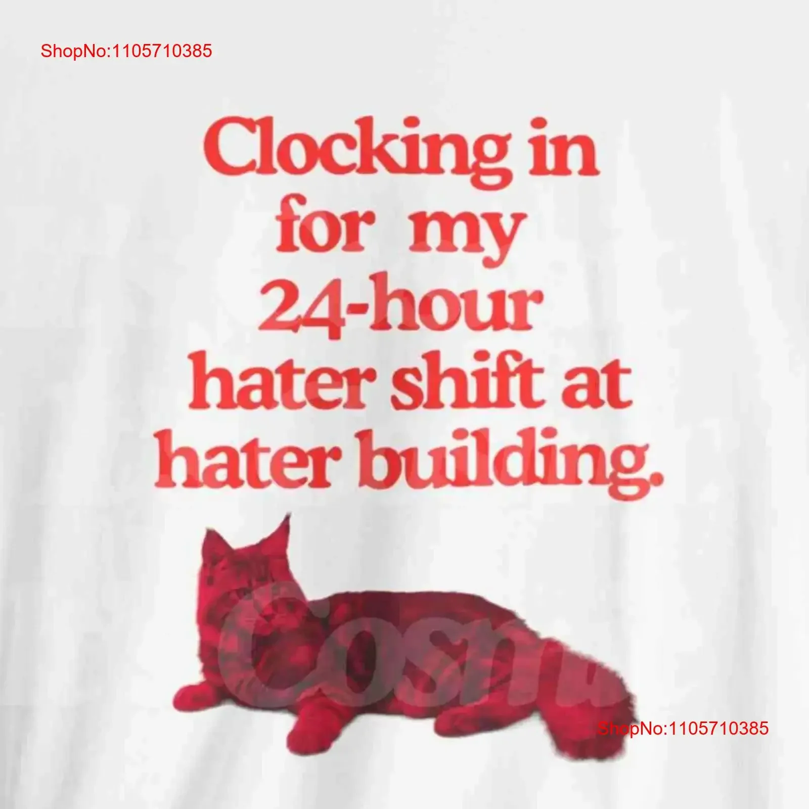 Фото Футболка Hater Shift at Building: Винтажный дизайн с мемом «Первый абсурдный котик» и «Грустный кот» (Meowdy Sad Cat), слегка состаренная, дизайнерская одежда №1