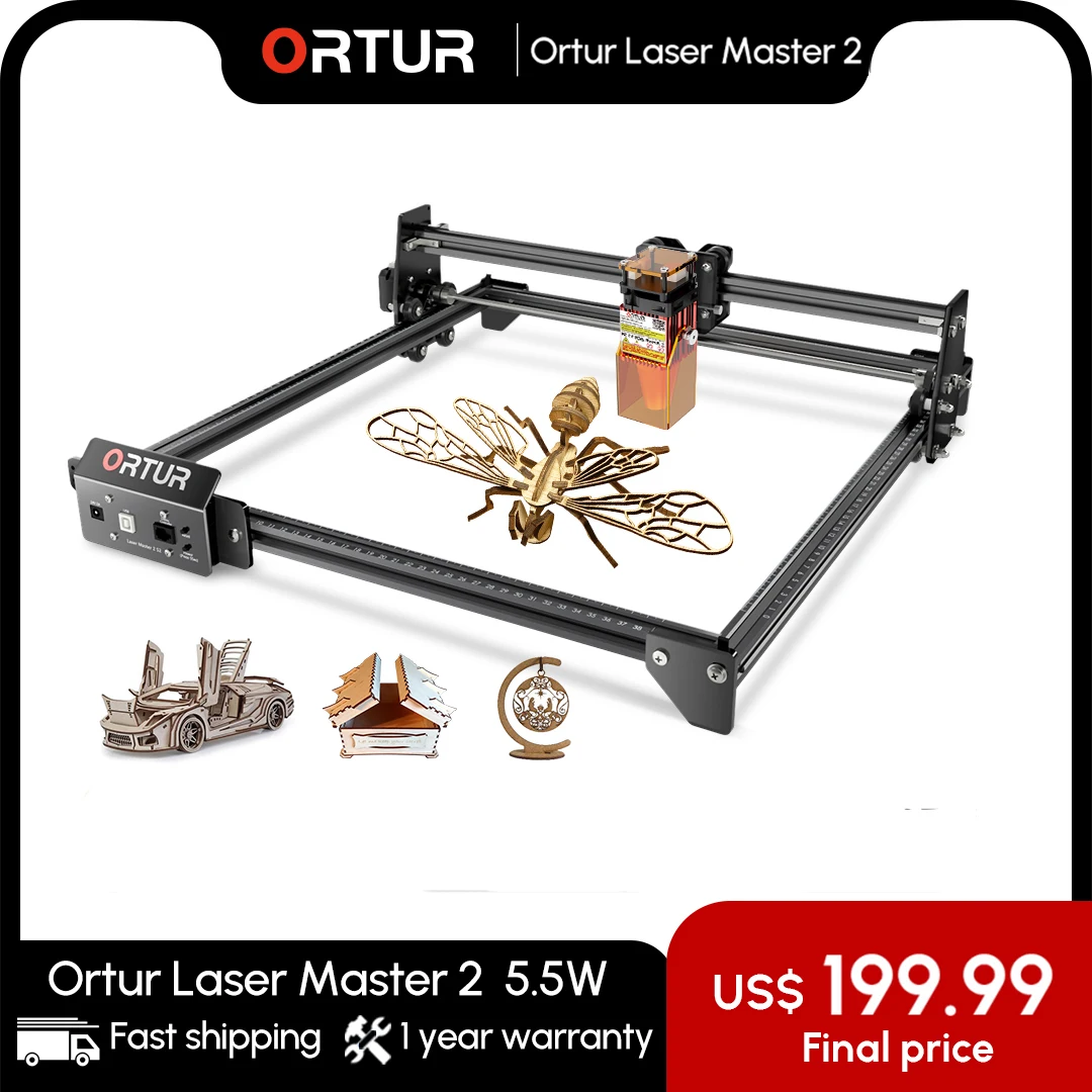 

ORTUR Lazer Master 2 Laser Engraving Cutting Machine With 32-Bit Motherboard 10W Power Fast Speed High Precision Laser Engraver