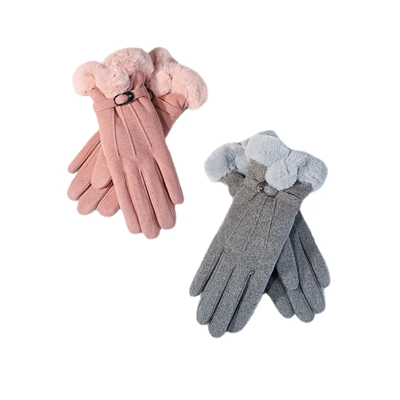 

YY Women's Gloves Winter Fleece-Lined Warm Hand Touch Screen Velvet Gloves