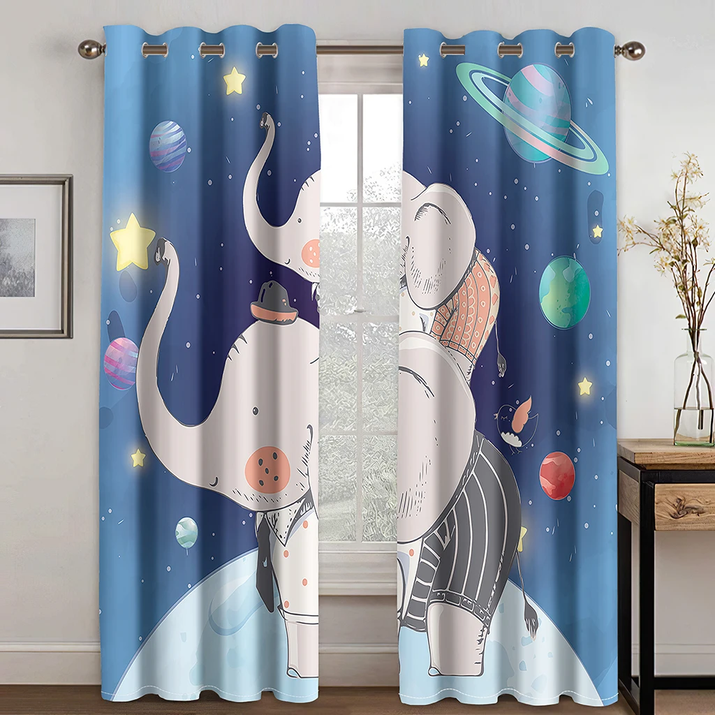 

Cortina opaca con diseño de elefante bonito 3D para el hogar, juego de ganchos, ideal para cortinas, sala de estar y dormitorio