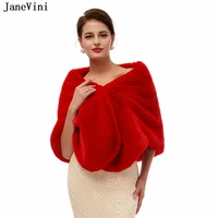 janevini elegant red faux fur bridal shawl wraps winter wedding cape women formal party stoles bride shrugs bol%c3%a9ro femme mariage