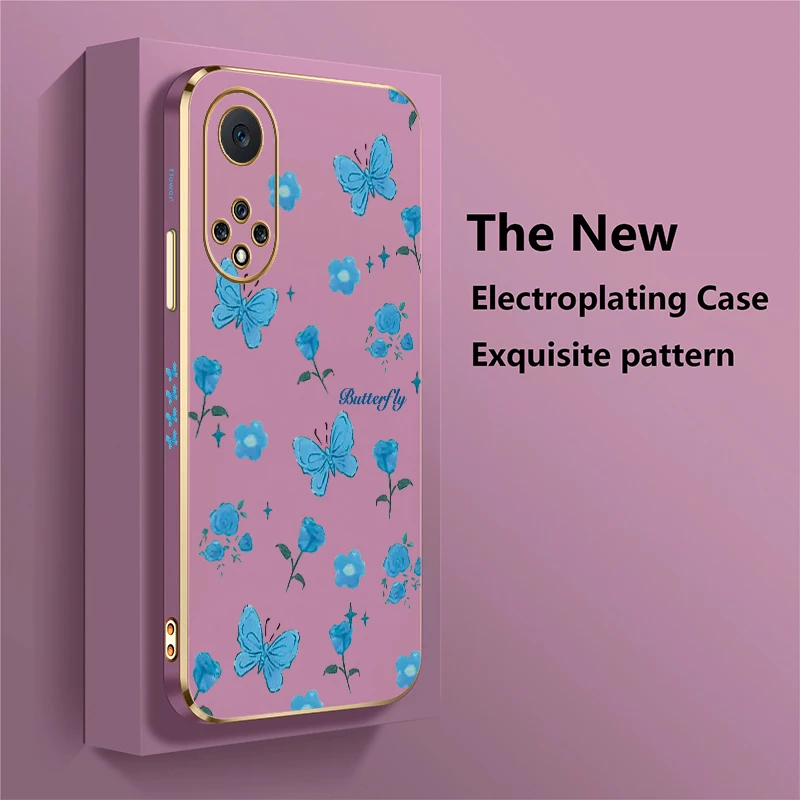 Фото Противоударный чехол из ТПУ для телефона Huawei Nova 7 6 SE 3i 4e 5T 5i Y70 Plus 9 7i 8i, силиконовый чехол с цветочным принтом и бабочками №3