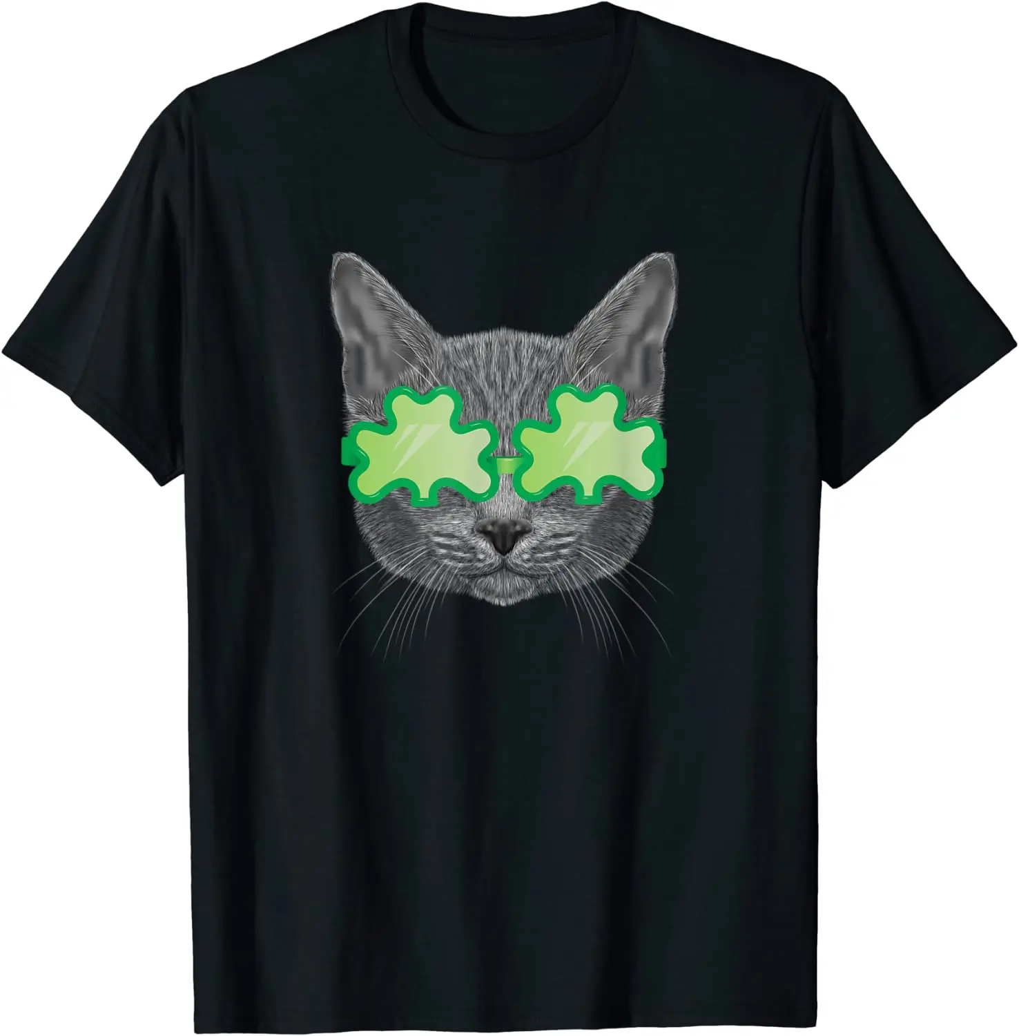 

Забавная кошачья футболка, солнцезащитные очки Shamrock, день St paфокусов