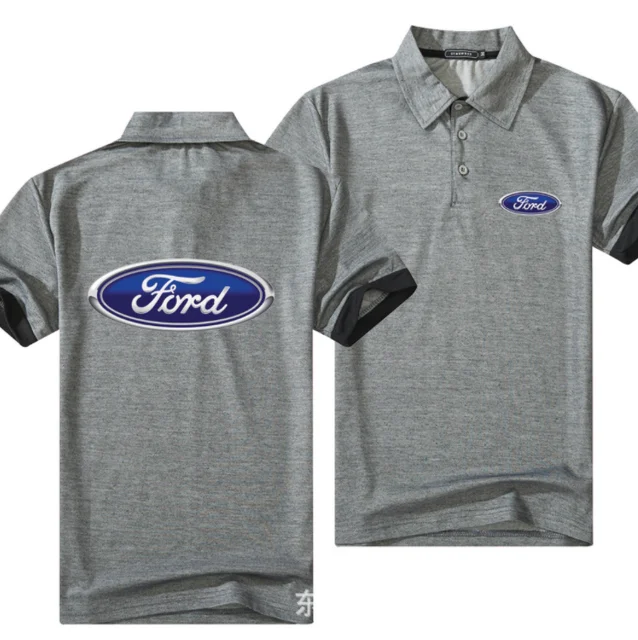

Camisa de polo masculina de algodão, camisa casual de mangas curtas respirável para FORD camisa de tênis de golf