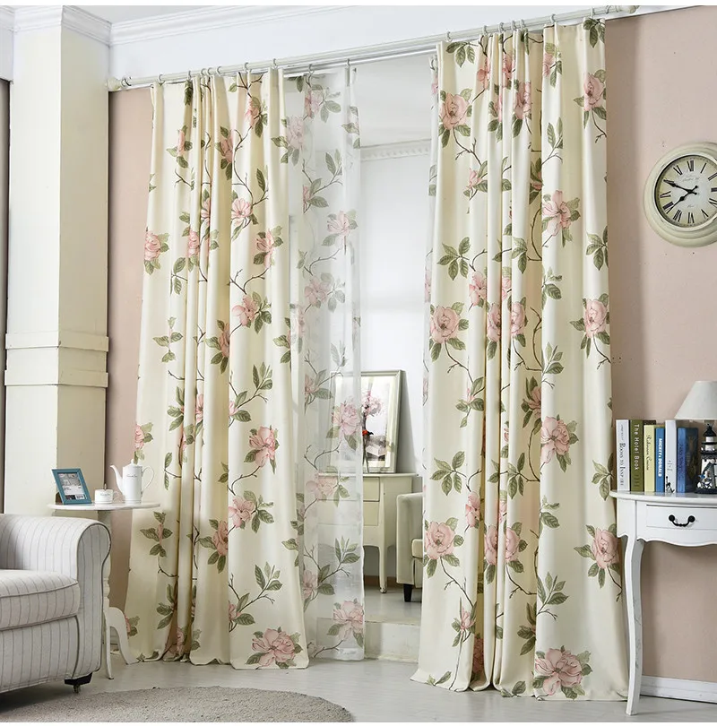 

Chinese High-End Luxury Flowers Curtains For Kitchen Bedroom Curtain Drapes Blackout Romantic Fabrics Tulle Living Room Cortinas