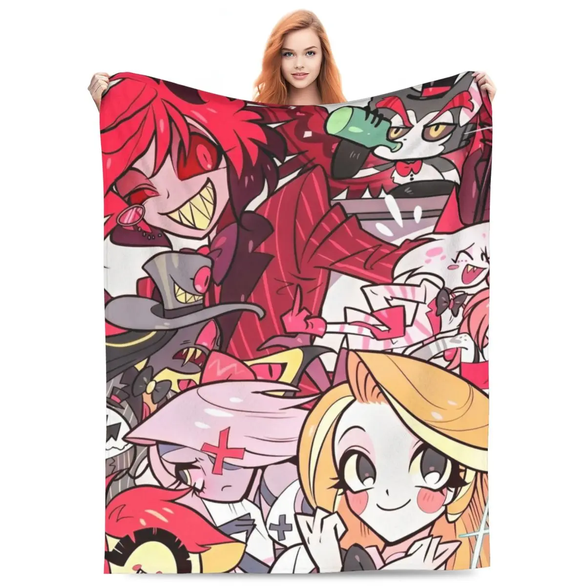 Черное комедийное одеяло H-HazbinHotels фланелевое забавное мягкое для дома