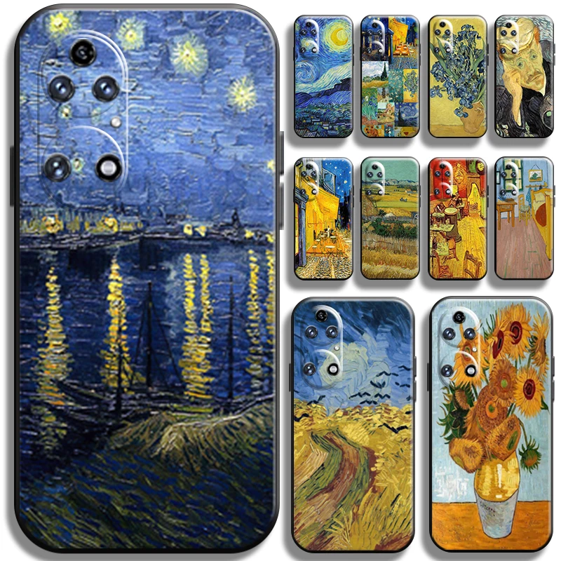 

Retro Van Gogh Oil Painting For Huawei P50 P50 Pro Phone Case Cases Shockproof Carcasa Liquid Silicon Cover Shell