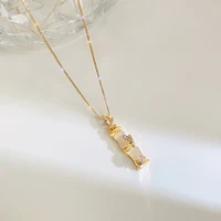 opal bamboo pendant necklace for women korean fashion charm zircon jewelry birthday gift accessories 2022 new trendy